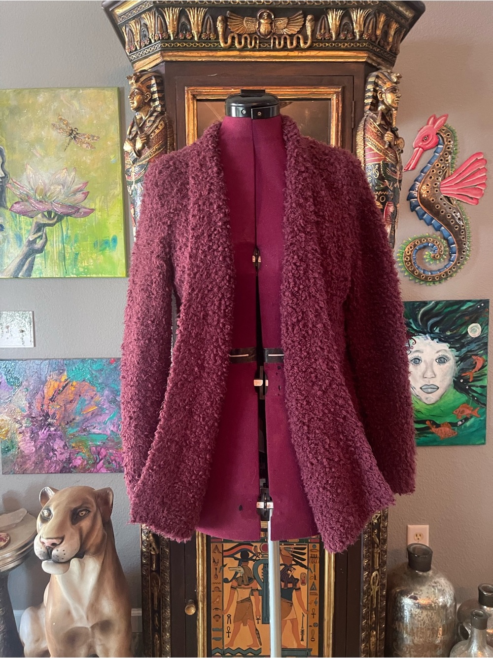 Knox Rose Plush Burgundy Teddy Jacket